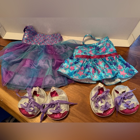 Build-A-Bear Other - Two Build A Bear Party Dresses And Shoes, Sequins Tulle And Shiny Material.